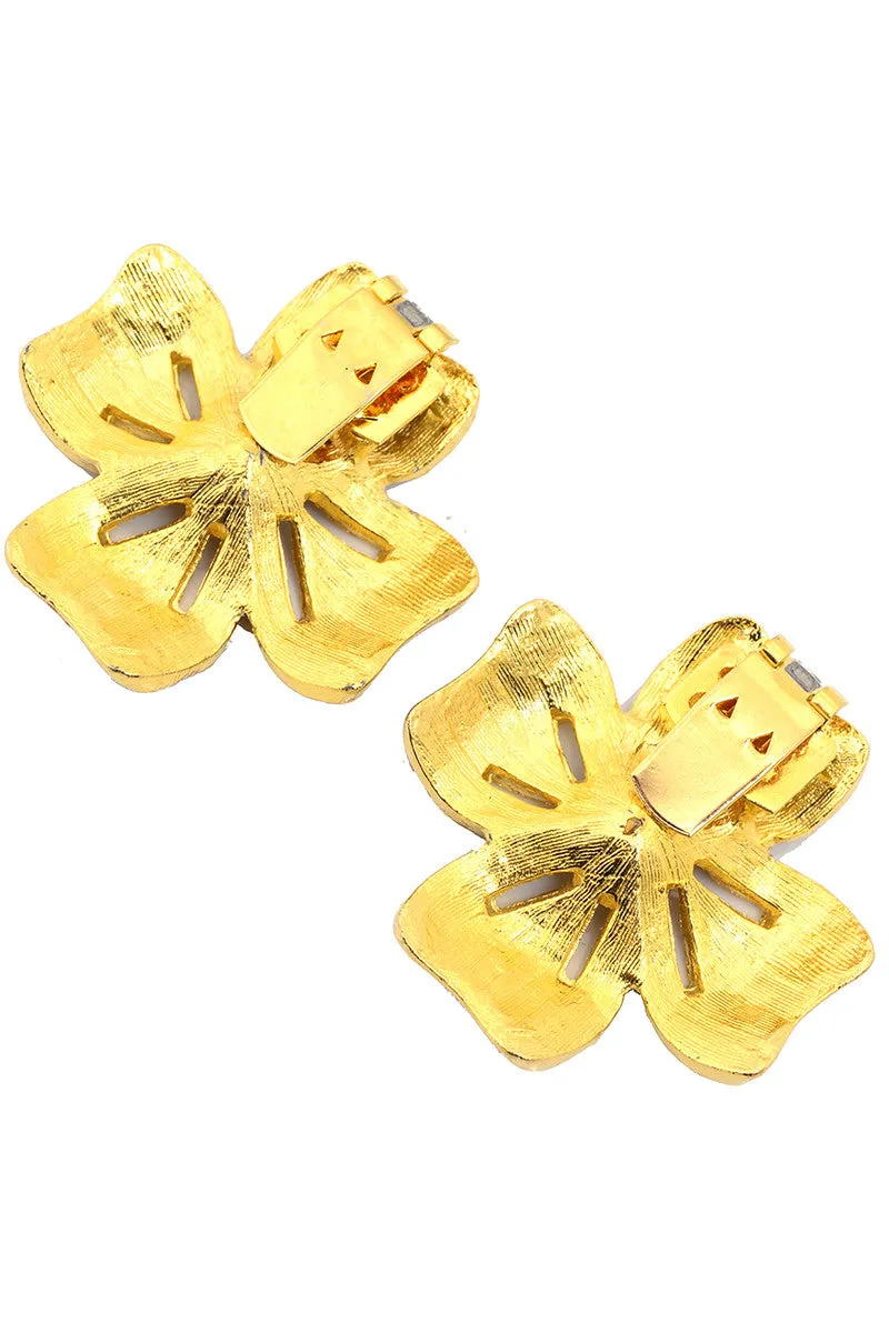 1980s Vintage Rhinestone Shamrock Shoe Clips
