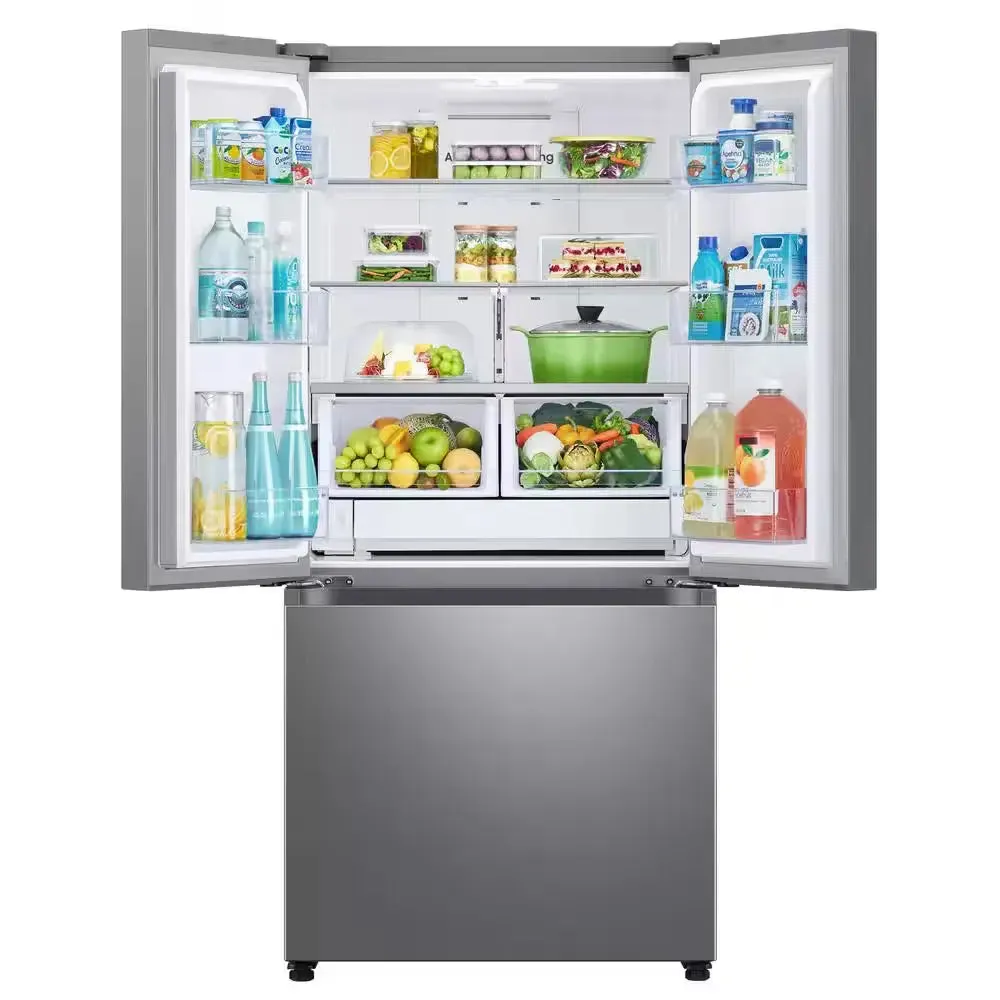 33 In. W 24.5 Cu. Ft. 3-Door French Door Smart Refrigerator in Stainless Steel with Dual Icemaker