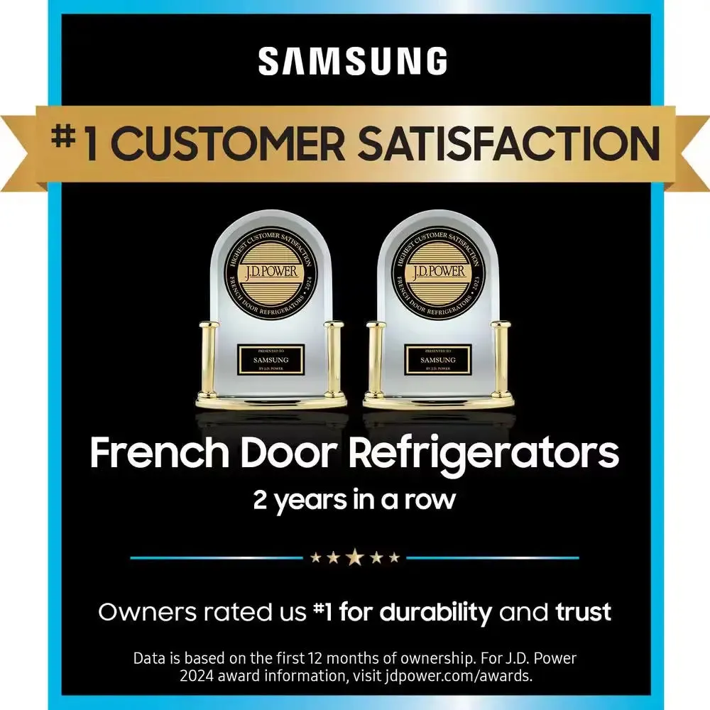 33 In. W 24.5 Cu. Ft. 3-Door French Door Smart Refrigerator in Stainless Steel with Dual Icemaker