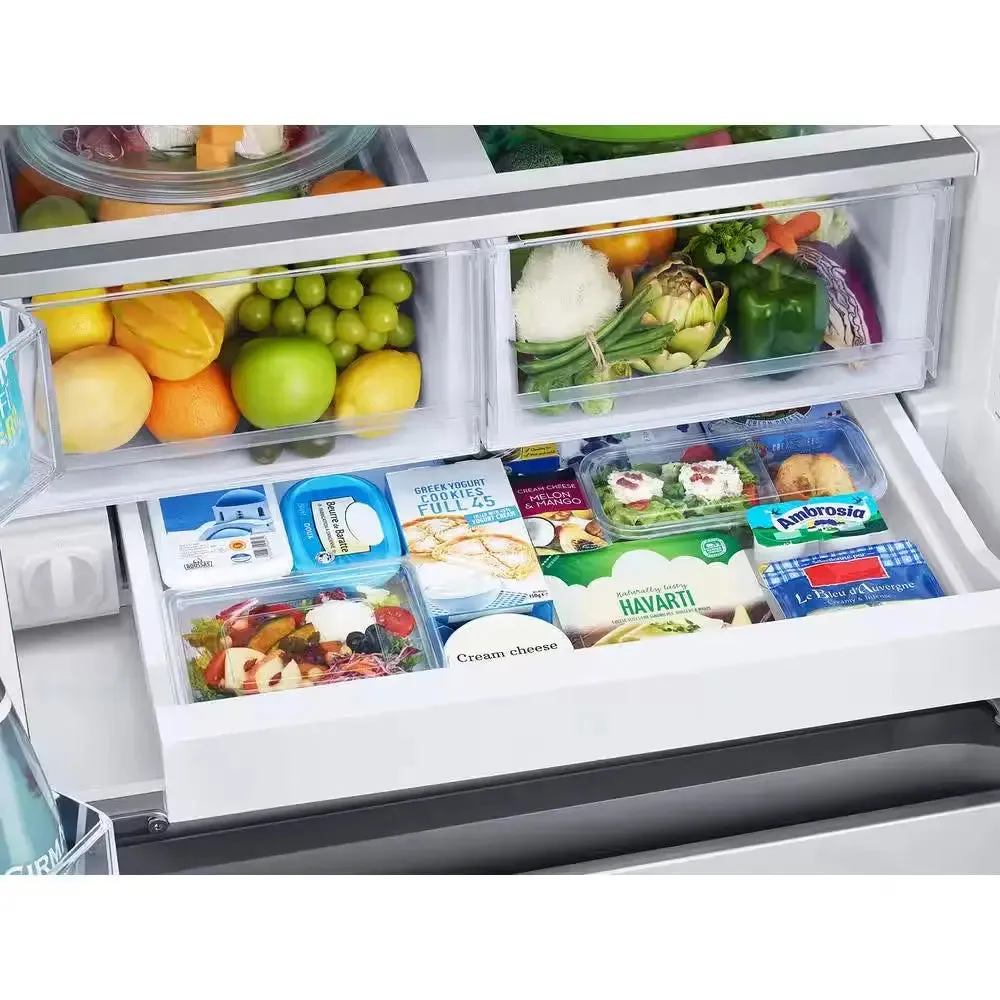 33 In. W 24.5 Cu. Ft. 3-Door French Door Smart Refrigerator in Stainless Steel with Dual Icemaker