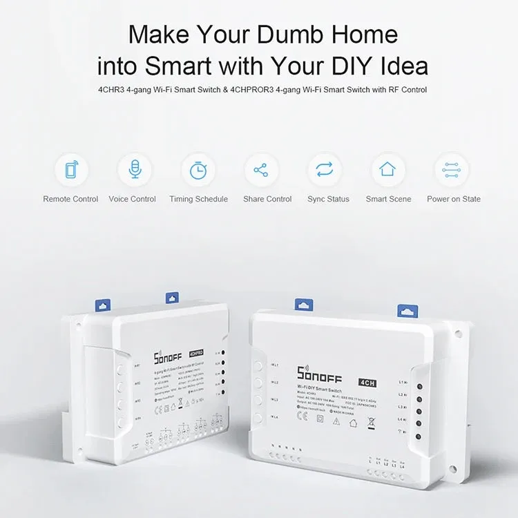 4 Way Remote Smart Home Wifi Switch Auto Wireless App Control
