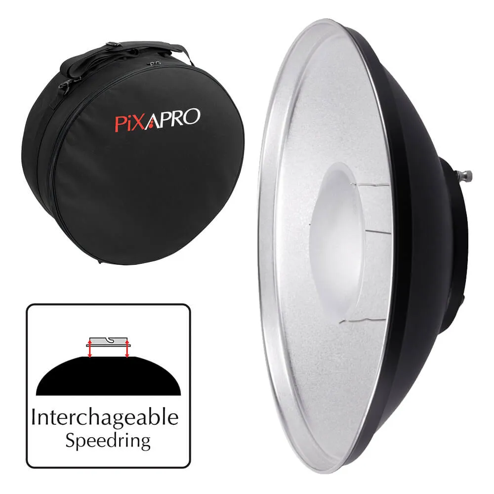 42cm (16.5") Aluminium Silver Beauty Dish with Carry Case