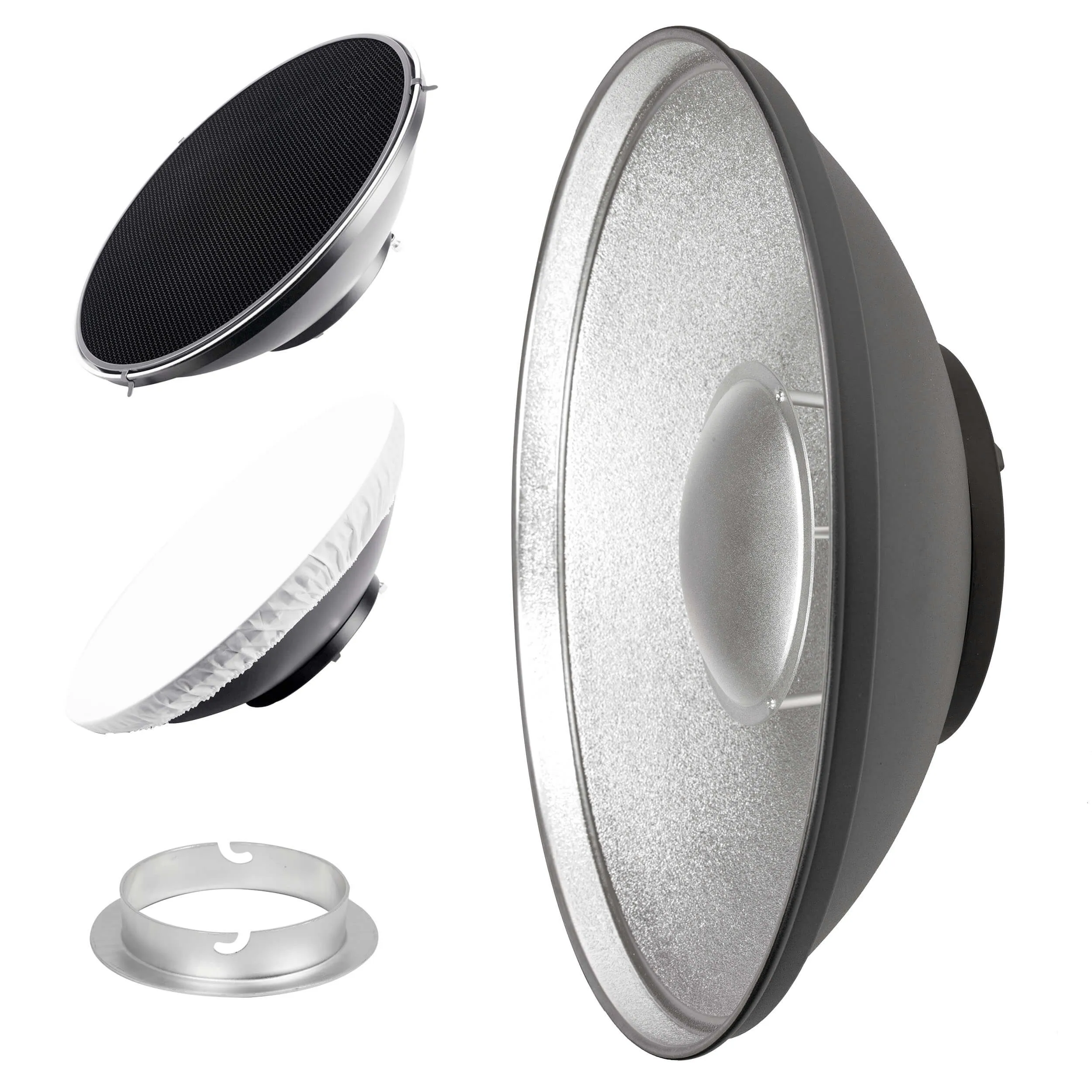42cm (16.5) Silver Beauty Dish Lighting Studio Kit with Grid for Professional Photography