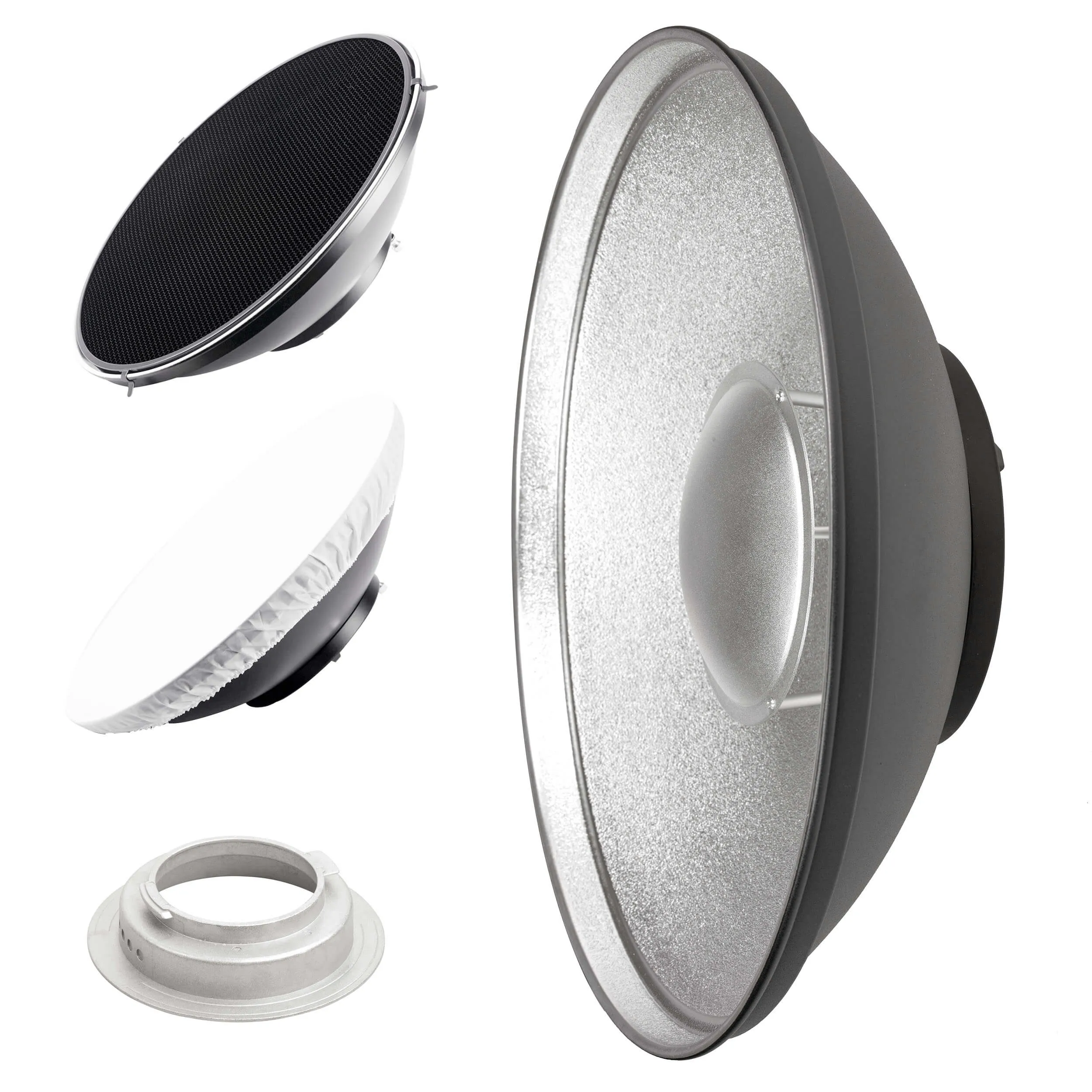 42cm (16.5) Silver Beauty Dish Lighting Studio Kit with Grid for Professional Photography