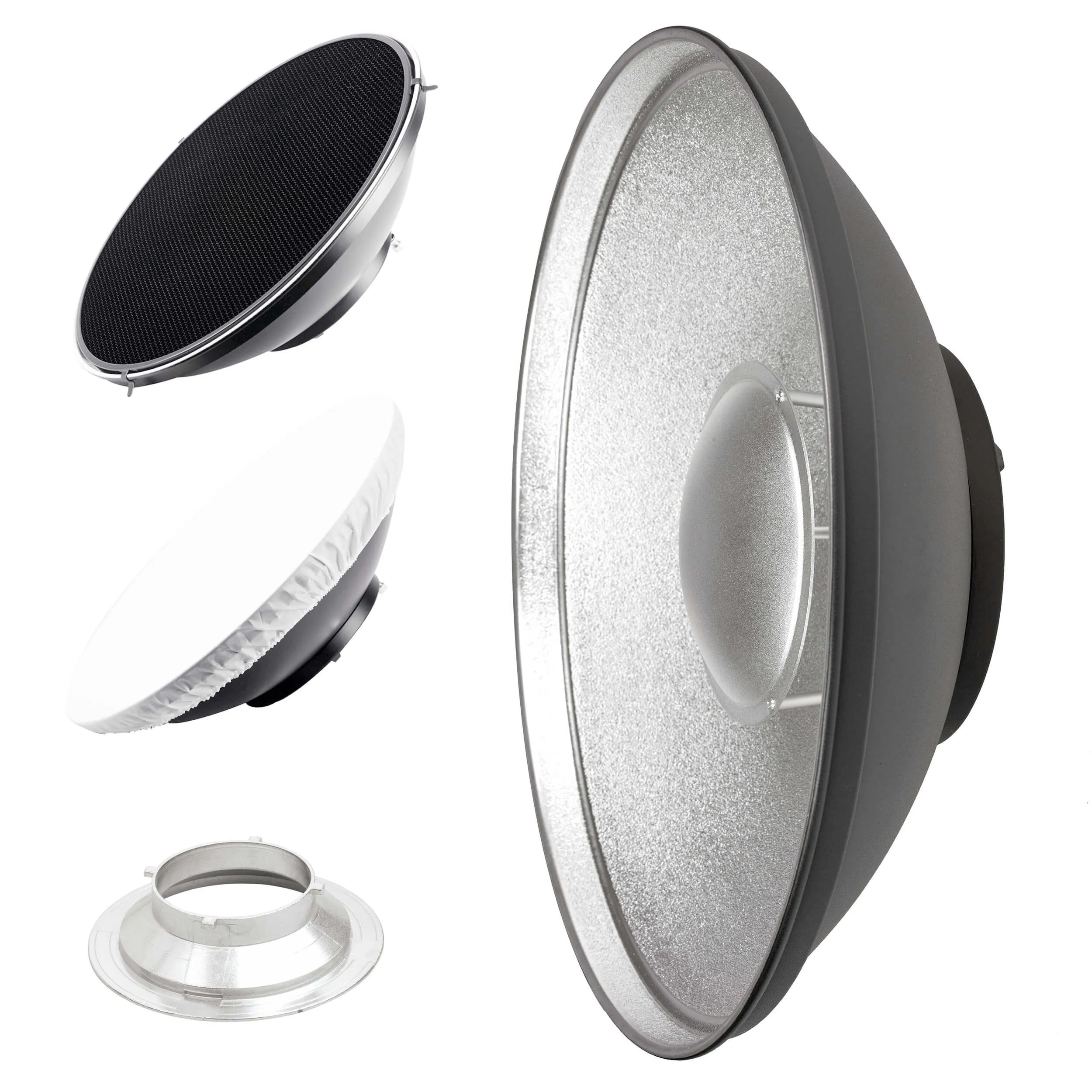 42cm (16.5) Silver Beauty Dish Lighting Studio Kit with Grid for Professional Photography