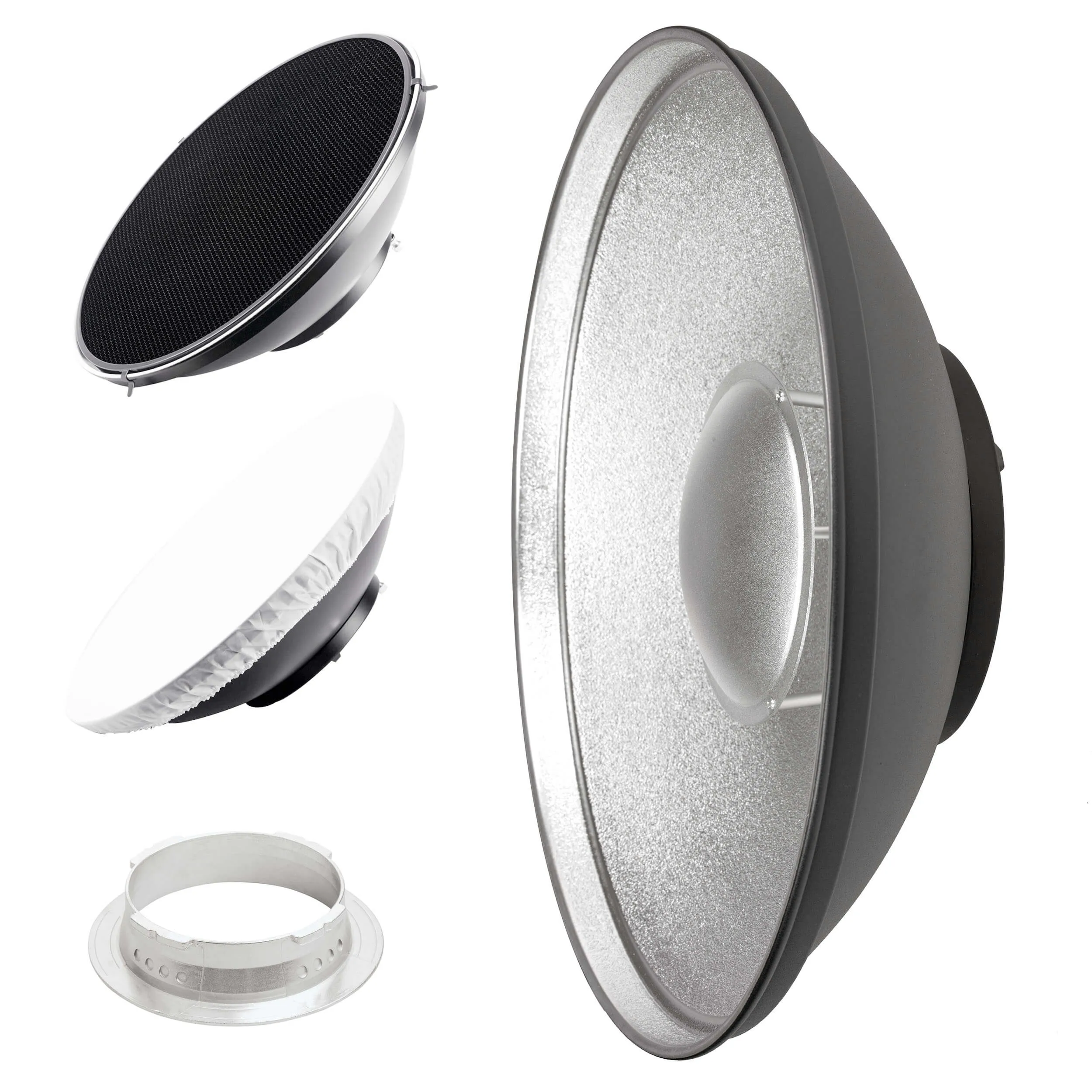 42cm (16.5) Silver Beauty Dish Lighting Studio Kit with Grid for Professional Photography