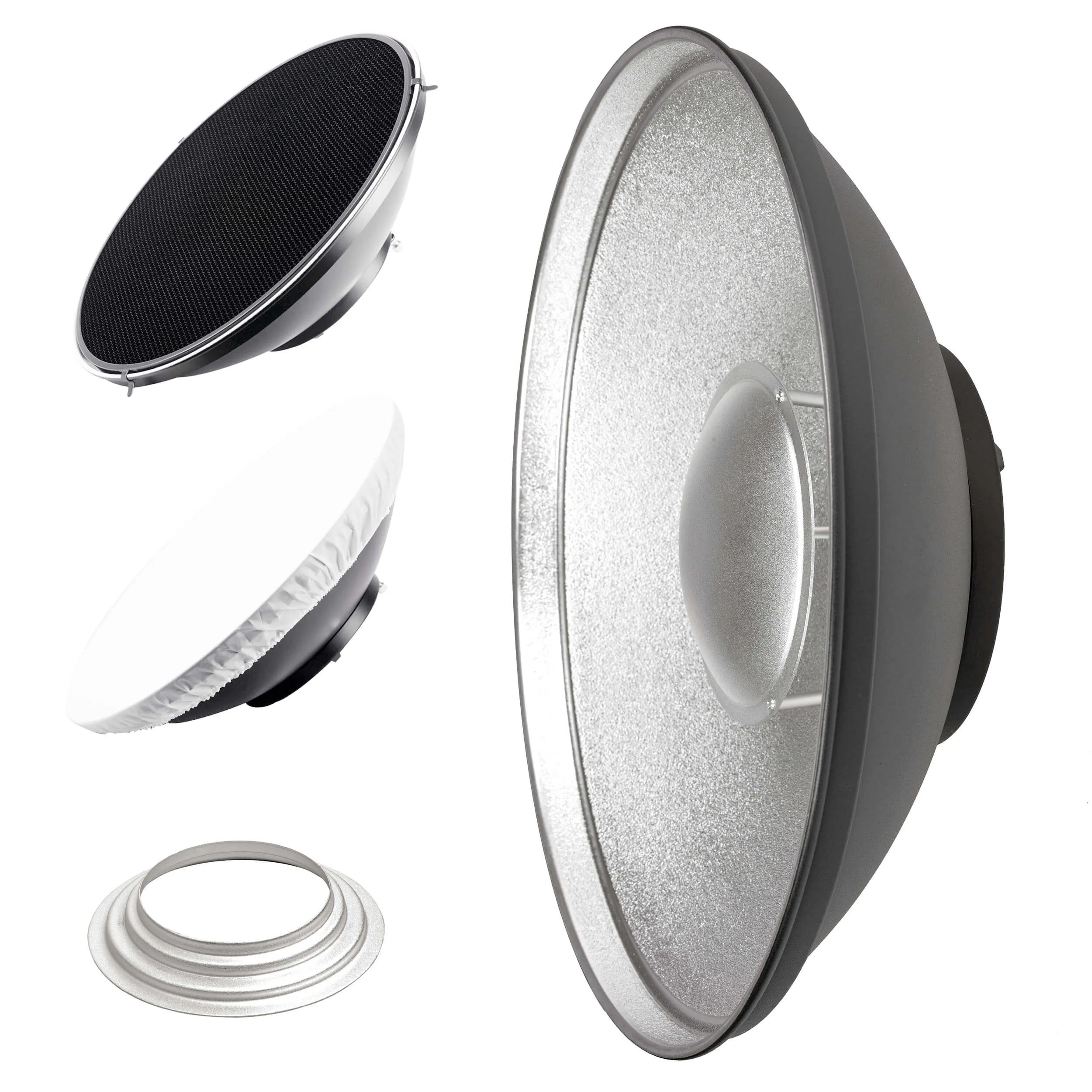 42cm (16.5) Silver Beauty Dish Lighting Studio Kit with Grid for Professional Photography