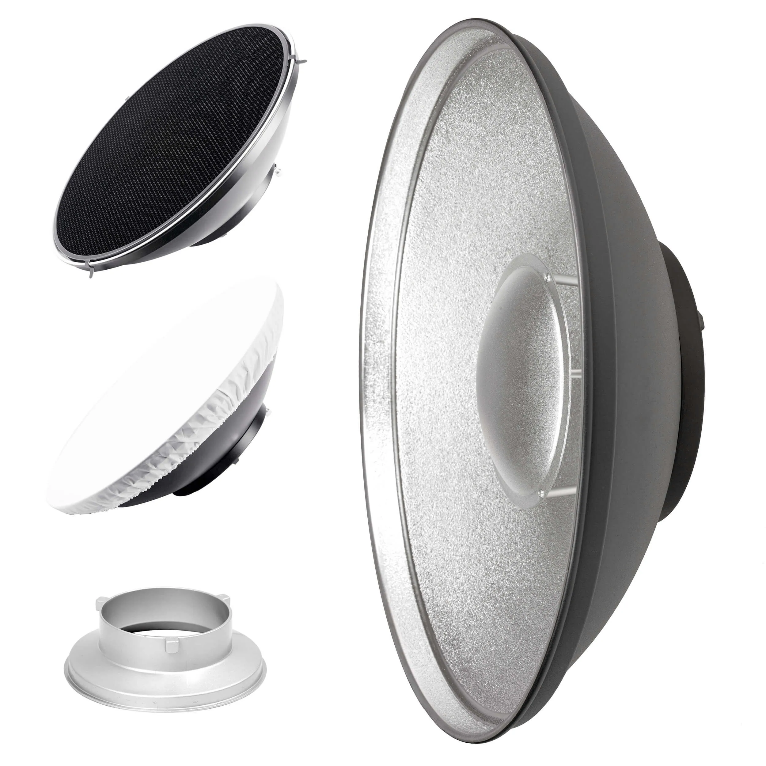 42cm (16.5) Silver Beauty Dish Lighting Studio Kit with Grid for Professional Photography