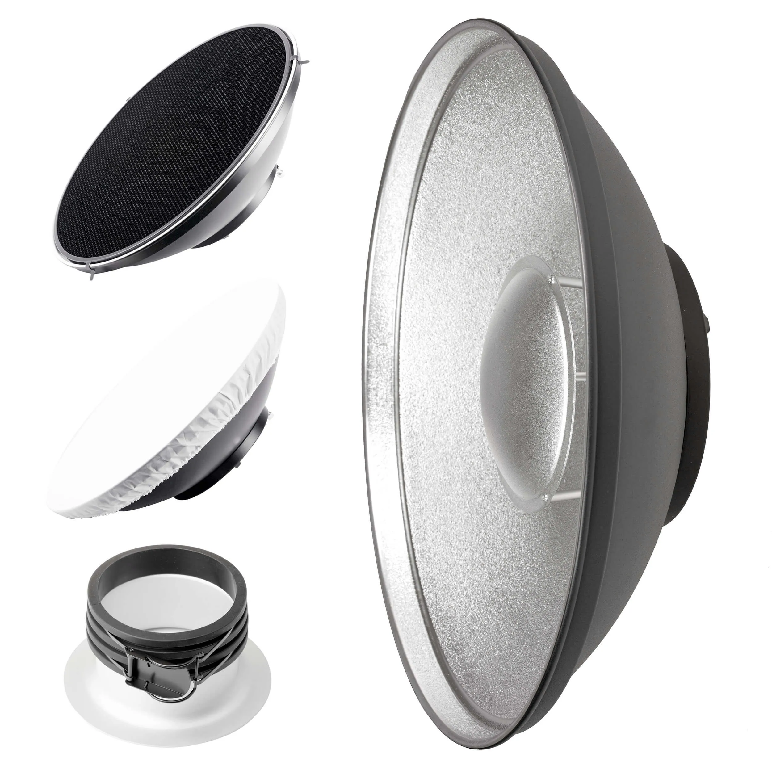 42cm (16.5) Silver Beauty Dish Lighting Studio Kit with Grid for Professional Photography