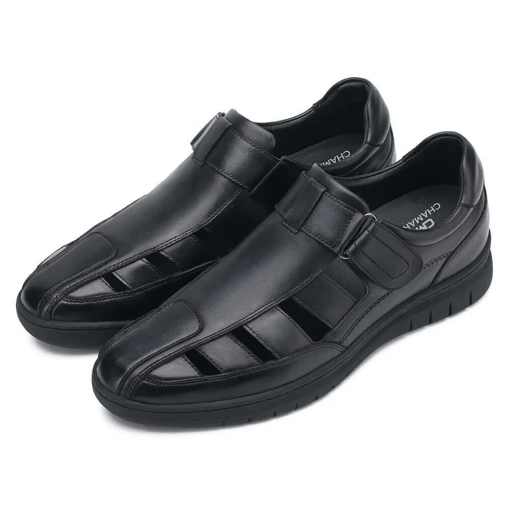 6 CM / 2.36 Inches - CMR CHAMARIPA Elevator Sandals - Black Height Increasing Sandals - Men's Sandals That Make You Taller