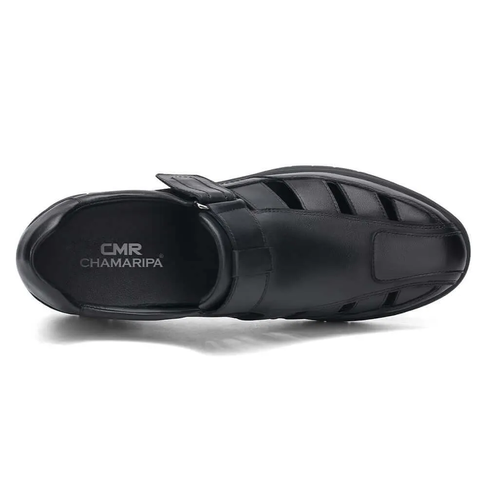 6 CM / 2.36 Inches - CMR CHAMARIPA Elevator Sandals - Black Height Increasing Sandals - Men's Sandals That Make You Taller