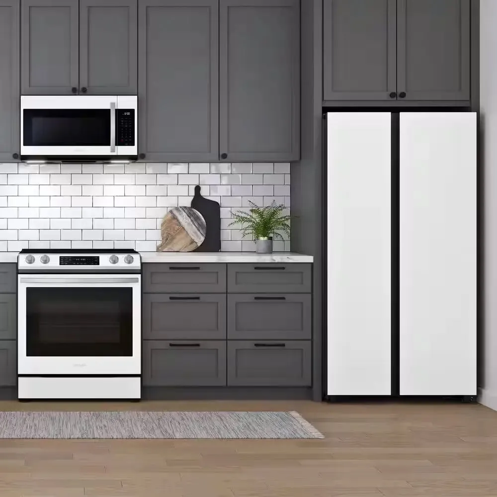 Bespoke 36 In. W 23 Cu. Ft. Side by Side Refrigerator with Beverage Center in White, Counter Depth