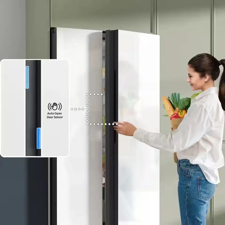 Bespoke 36 In. W 23 Cu. Ft. Side by Side Refrigerator with Beverage Center in White, Counter Depth