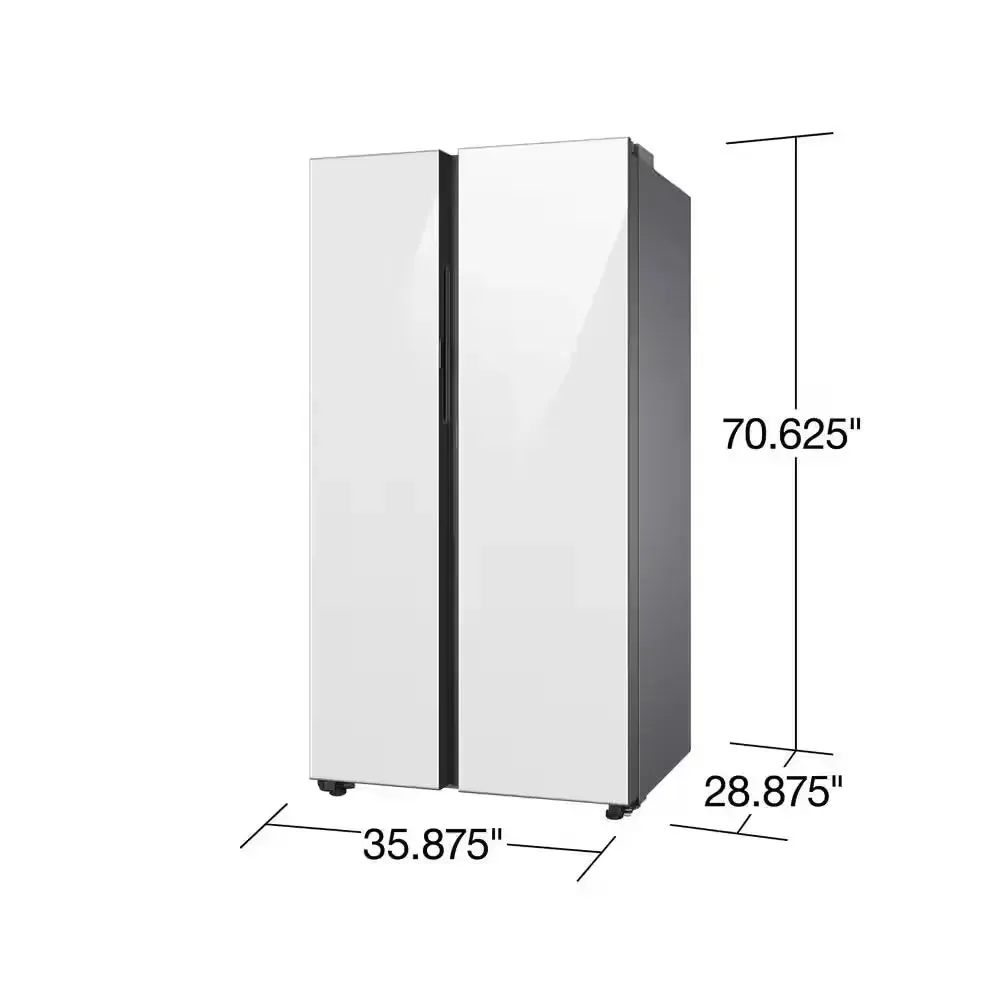 Bespoke 36 In. W 23 Cu. Ft. Side by Side Refrigerator with Beverage Center in White, Counter Depth