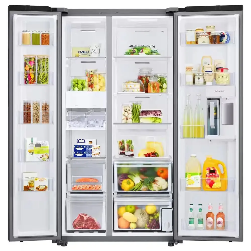 Bespoke 36 In. W 23 Cu. Ft. Side by Side Refrigerator with Beverage Center in White, Counter Depth