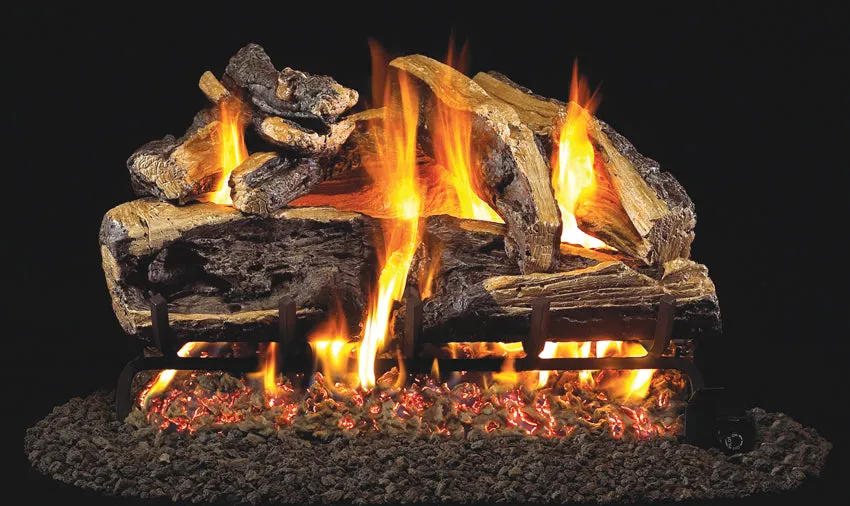 Charred Rugged Split Oak - Vented Gas Logs