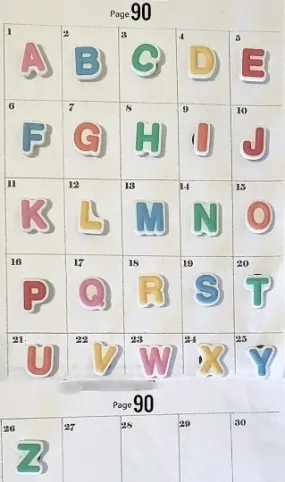 Colored letter shoe charms, lower case, alphabet