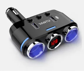 cozy Obr 3-Sockets Wired Cigarette Lighter Splitter 12V Cigarette Lighter Adapter with LED Display Dual USB Port Car Charger On/Off Switches