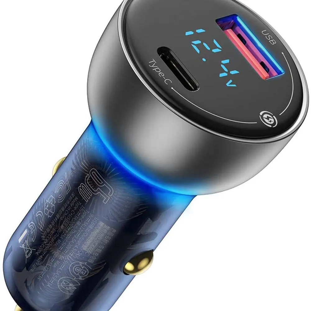 Digital Display Mini Car Charger Qc3.0 Metal Pd Fast Charging