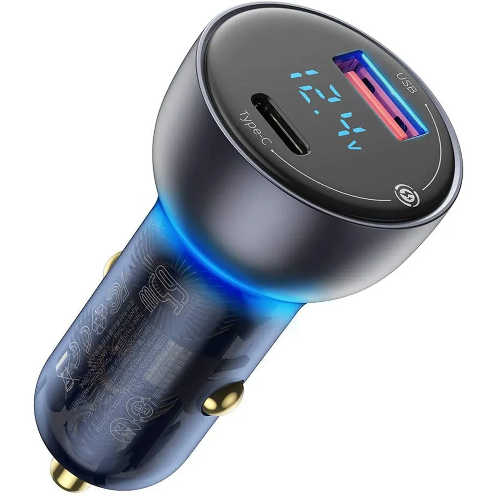Digital Display Mini Car Charger Qc3.0 Metal Pd Fast Charging