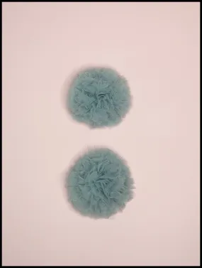 Dove Tulle Pompom Shoe Clips