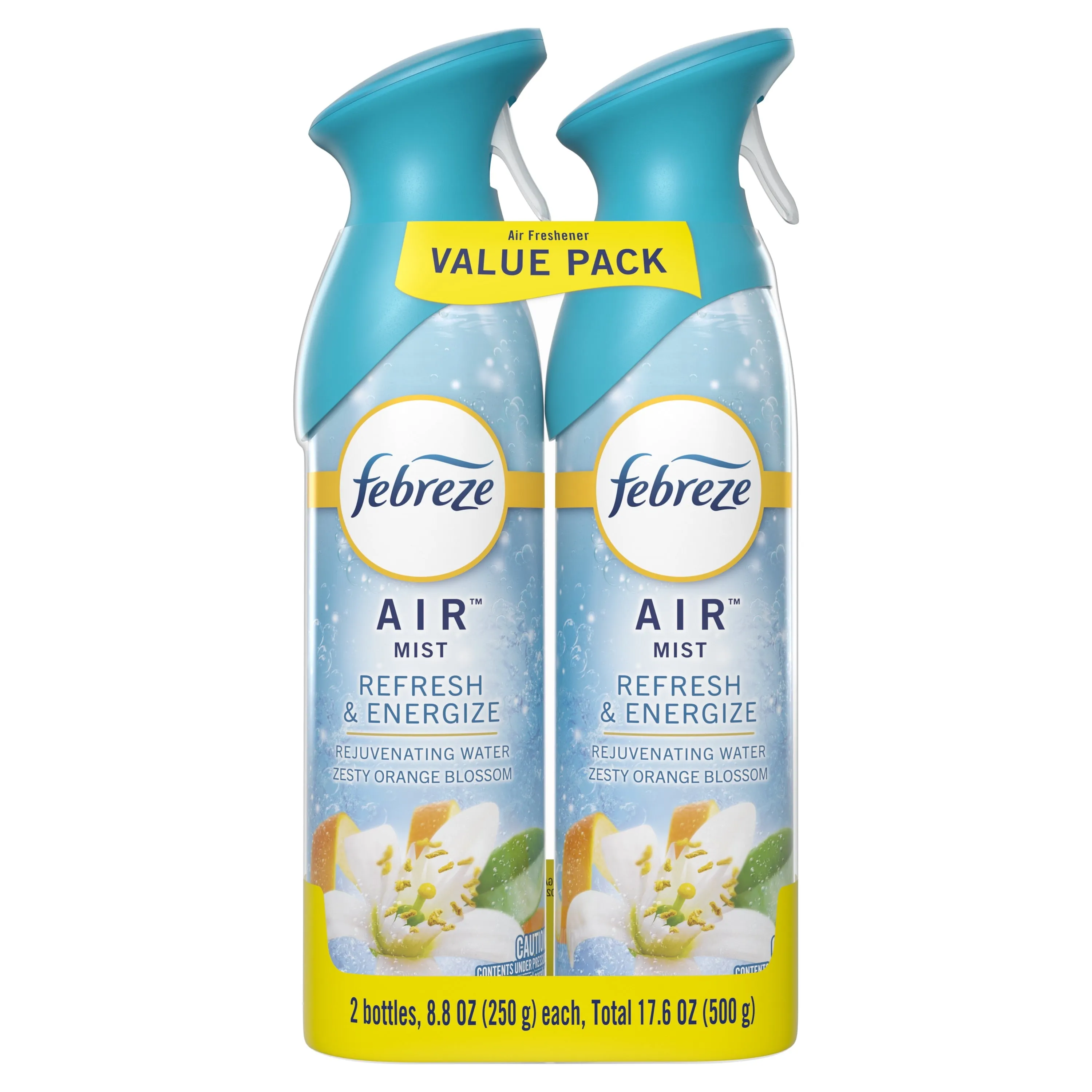 Febreze Air Fresh Refresh & Energize, Zesty Orange Blossom, 8.80 oz, 2 Ct. Aerosol Can