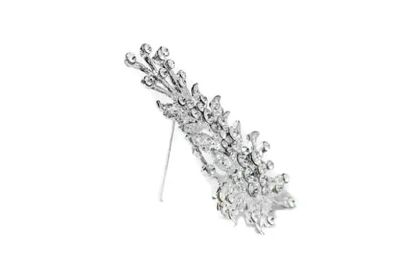 Floral Bouquet Design Crystal Rhinestone Brooch with Pin 4.50" x 2.50" - 1 Piece