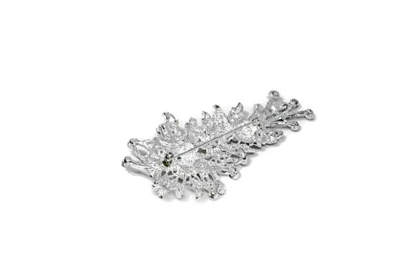 Floral Bouquet Design Crystal Rhinestone Brooch with Pin 4.50" x 2.50" - 1 Piece