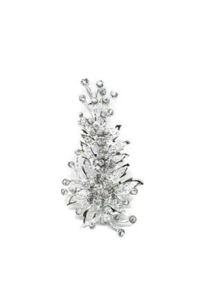 Floral Bouquet Design Crystal Rhinestone Brooch with Pin 4.50" x 2.50" - 1 Piece