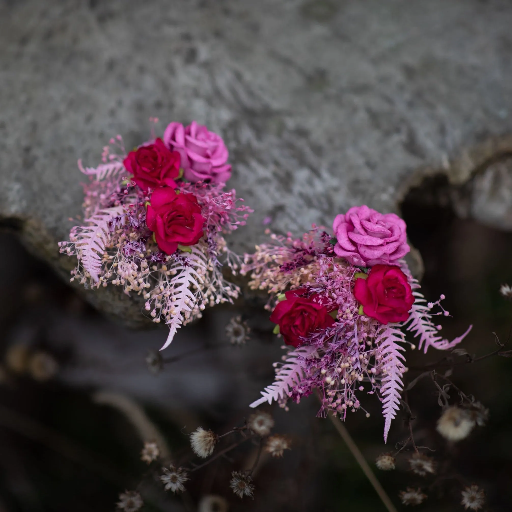 Flower earrings Pink boho earrings Fuchsia wedding jewellery Bridal accessories Stud earrings Flower earrings for bride Big flower earrings