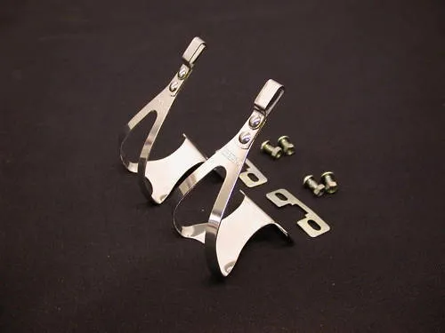 GENUINE 80's CHRISTOPHE CHROME STEEL TOE CLIPS SMALL