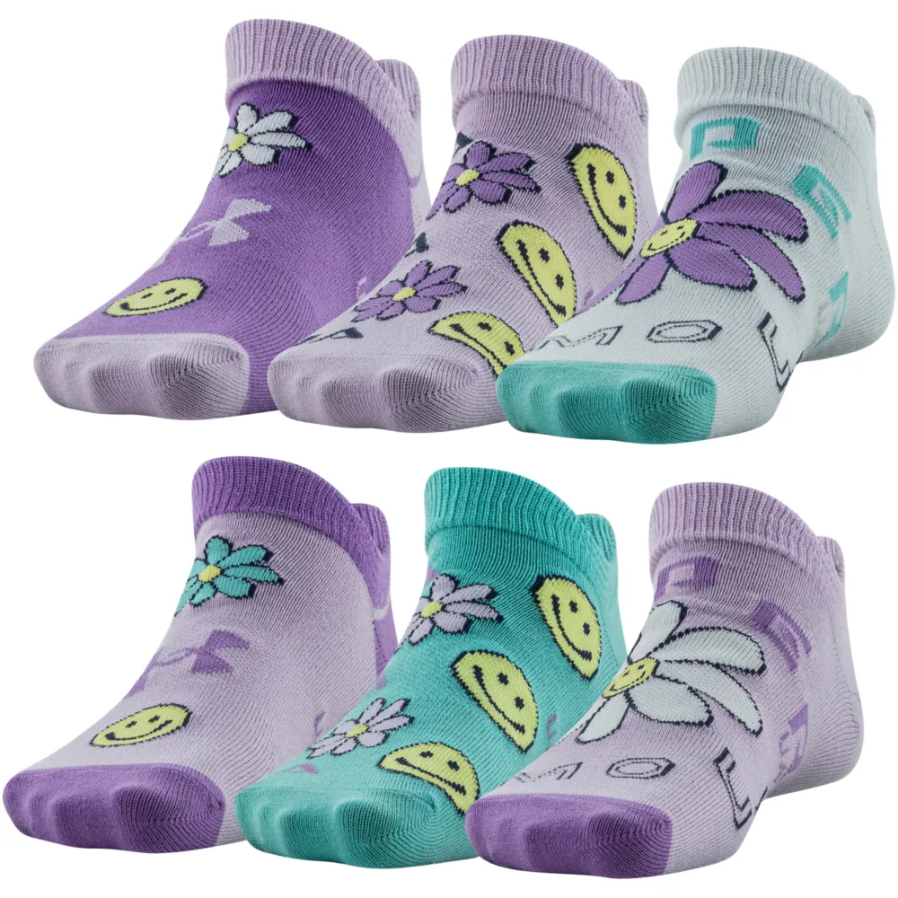 Girls' Under Armour Youth Essential No Show 6-Pack Socks