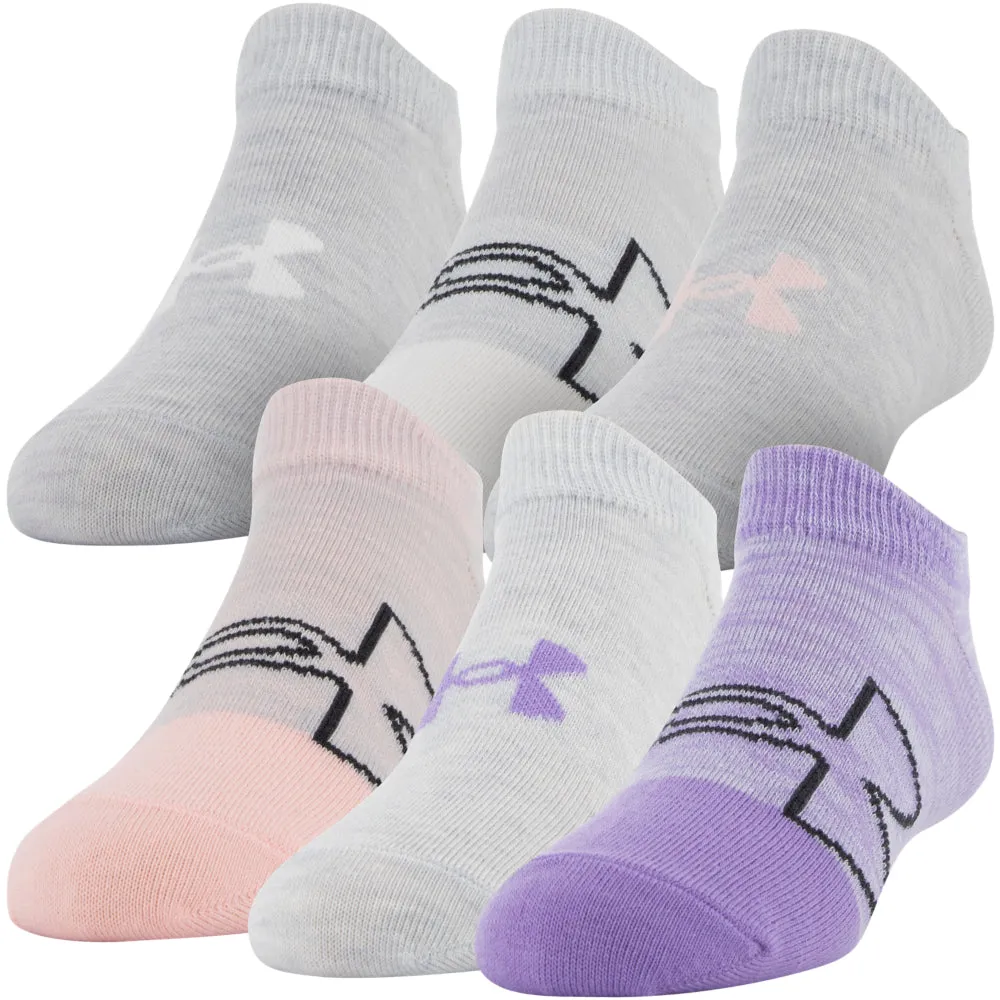 Girls' Under Armour Youth Essential No Show 6-Pack Socks