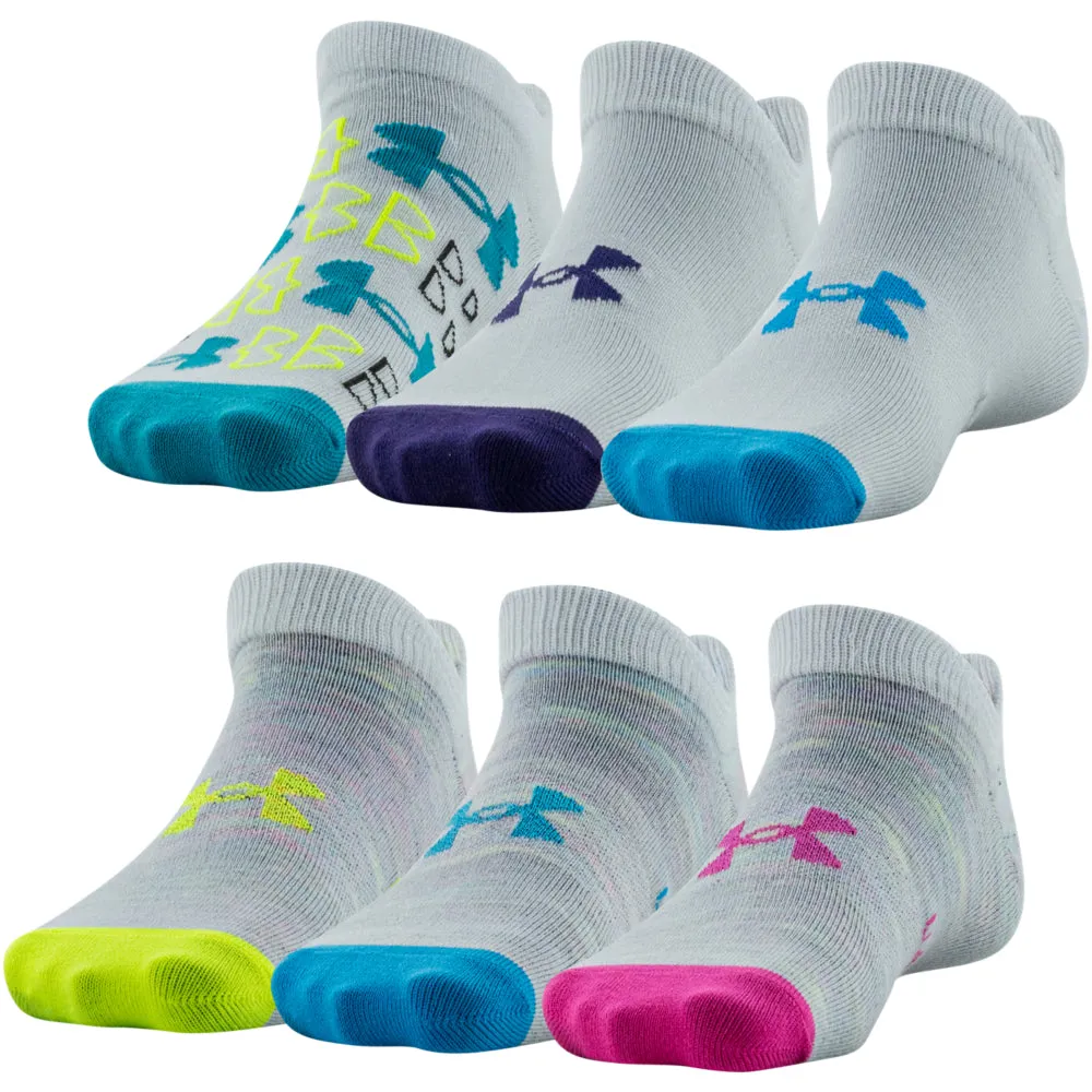 Girls' Under Armour Youth Essential No Show 6-Pack Socks