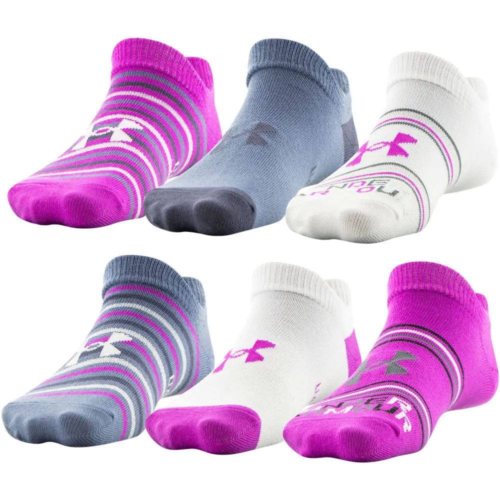 Girls' Under Armour Youth Essential No Show 6-Pack Socks