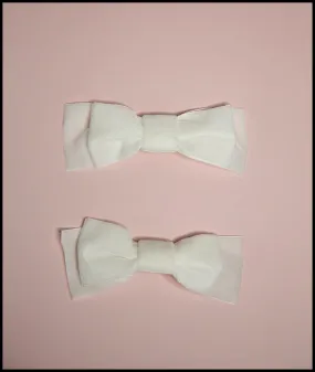 Ivory Velvet Bow Shoe Clips