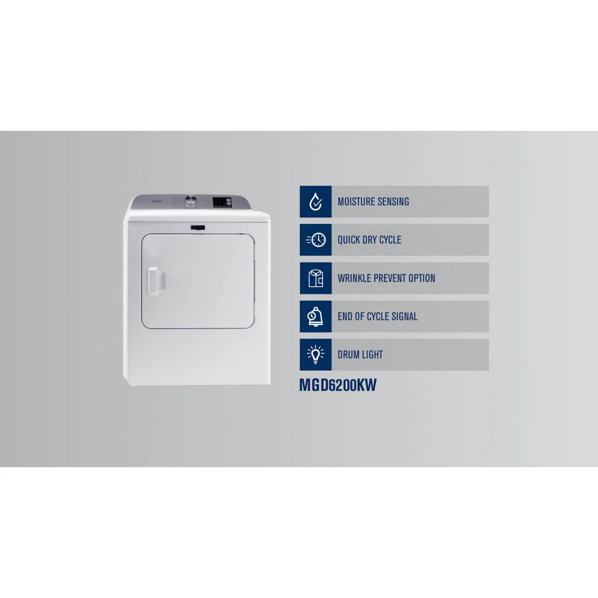 Maytag Top Load Gas Dryer with Advanced Moisture Sensing - 7.0 cu. ft. (MGD6200KW)