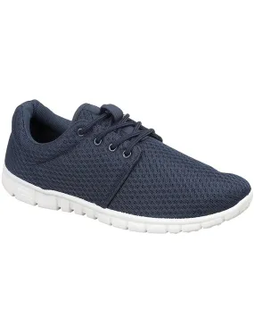 Mens Bexley Mesh Lace Up Running Trainers in Navy