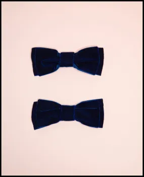 Navy Blue Velvet Bow Shoe Clips
