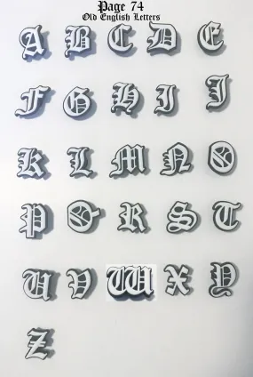 Old English, white or black letter shoe charms