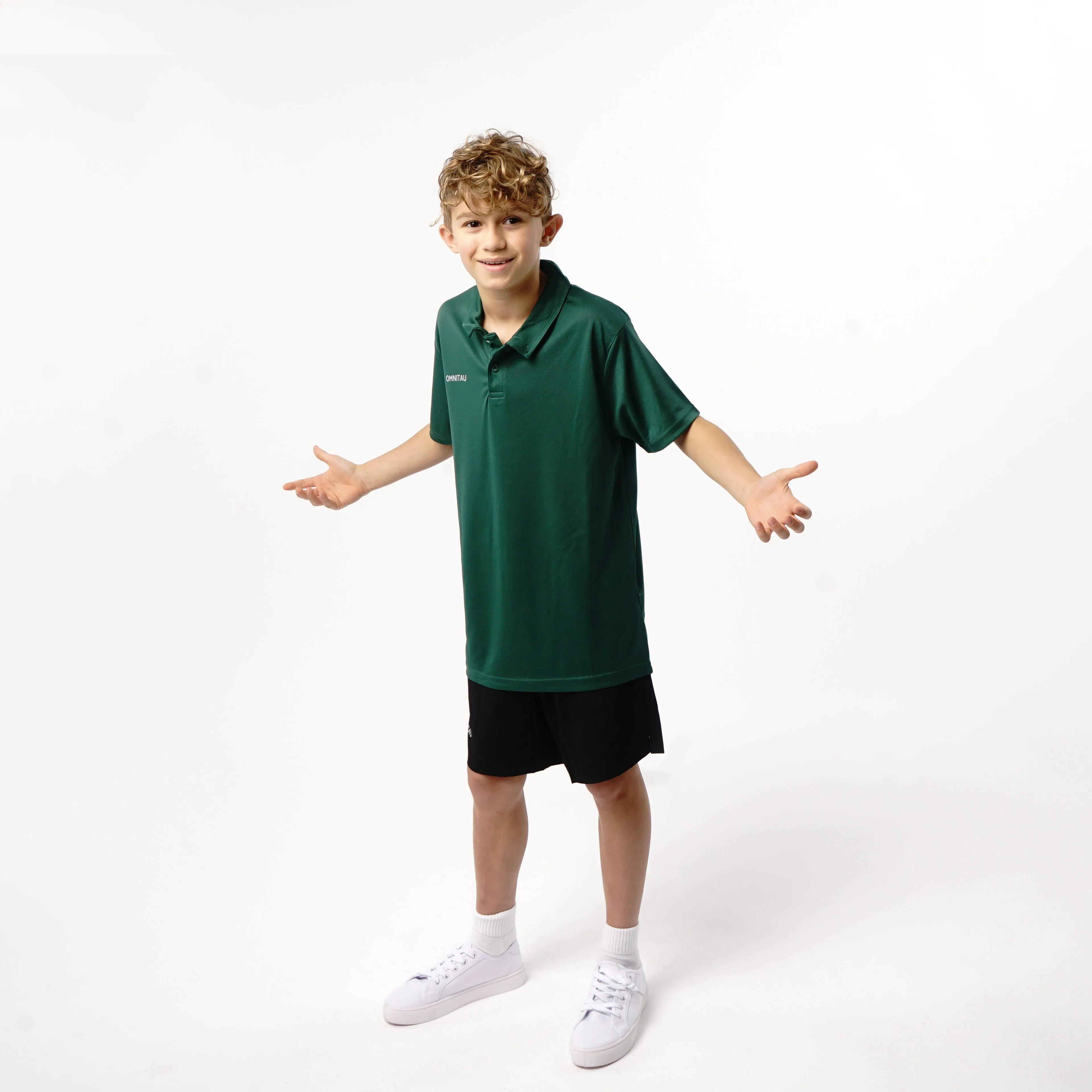 Omnitau Kid's Team Sports Breathable Technical Polo - Bottle Green