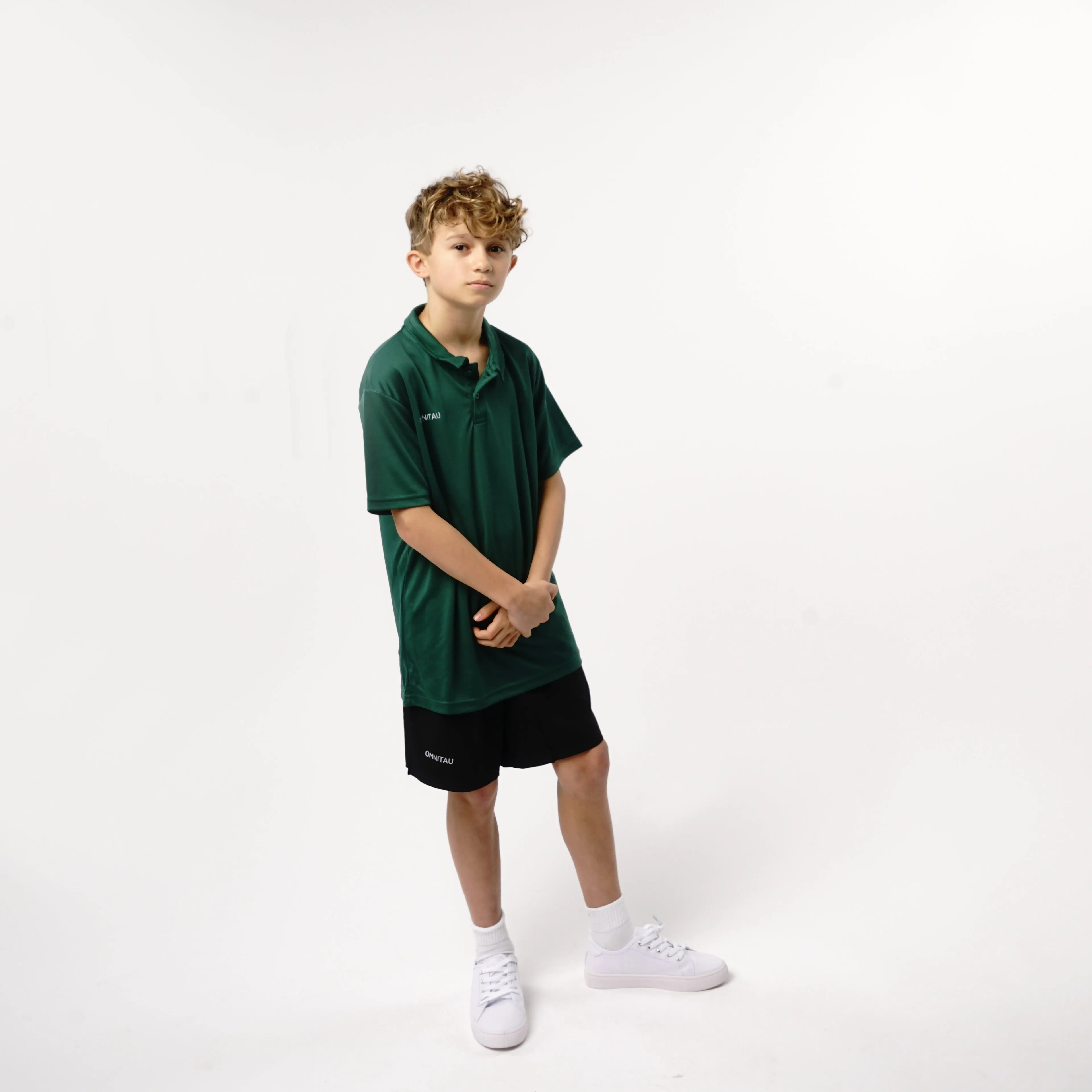 Omnitau Kid's Team Sports Breathable Technical Polo - Bottle Green