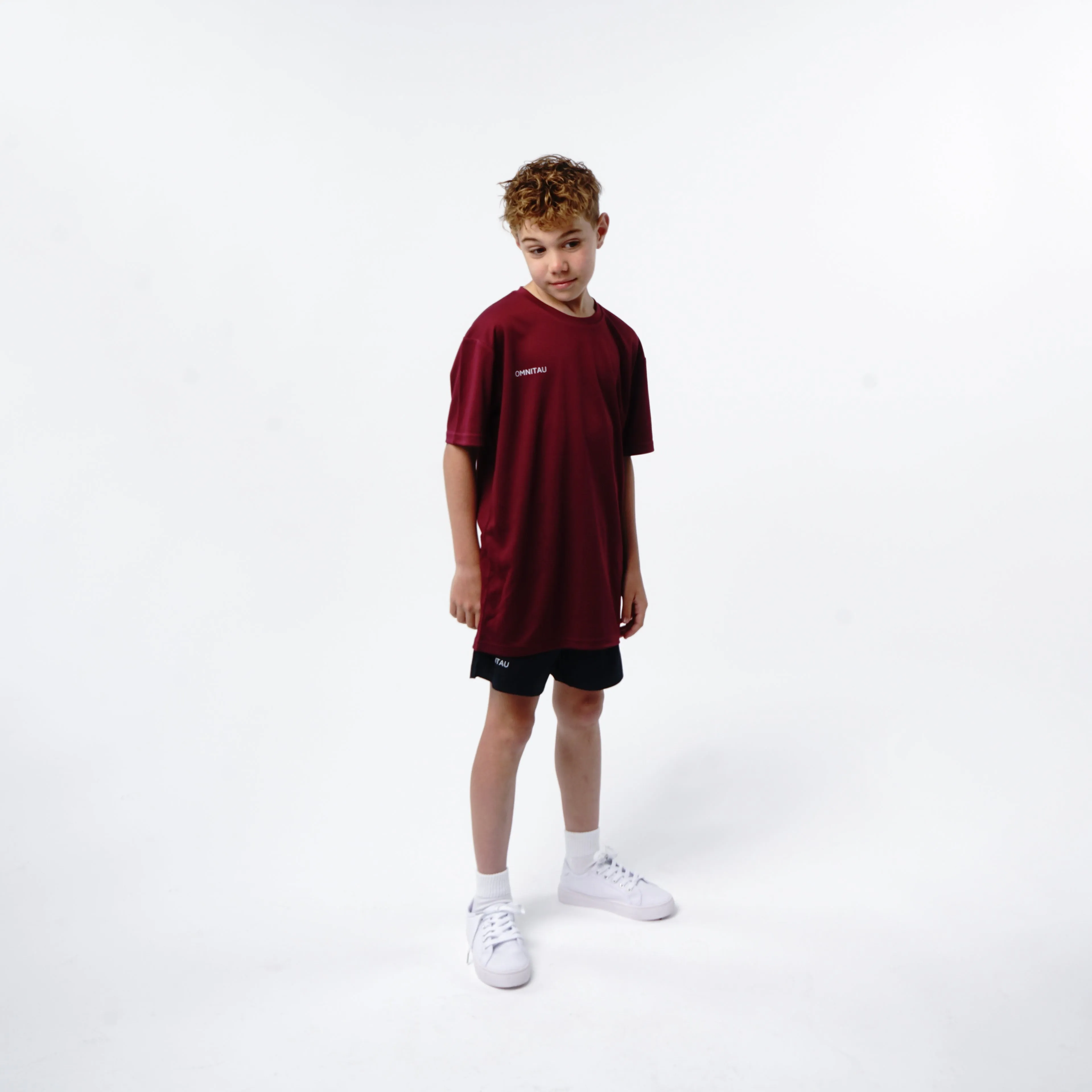 Omnitau Kid's Team Sports Breathable Technical T-Shirt - Burgundy