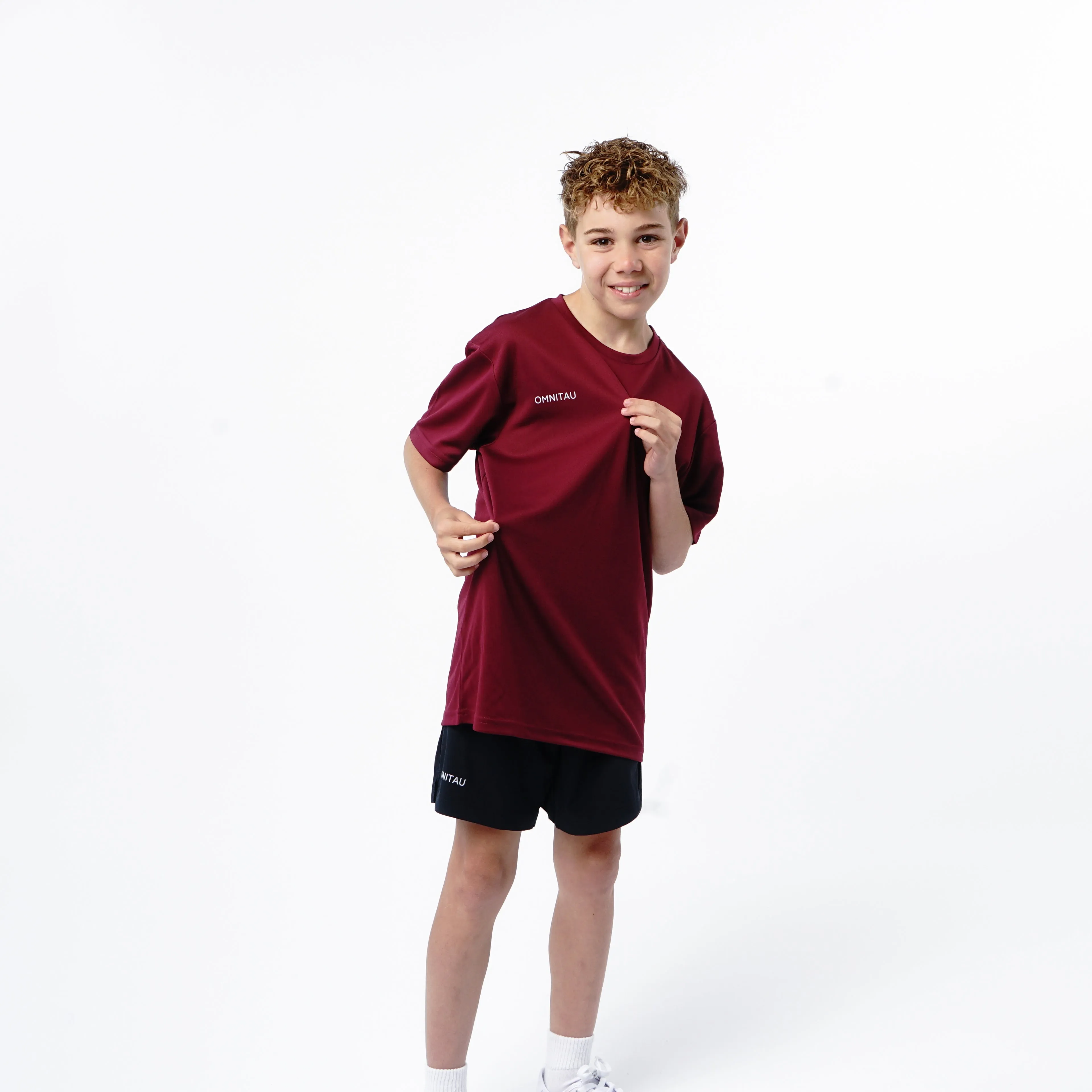 Omnitau Kid's Team Sports Breathable Technical T-Shirt - Burgundy