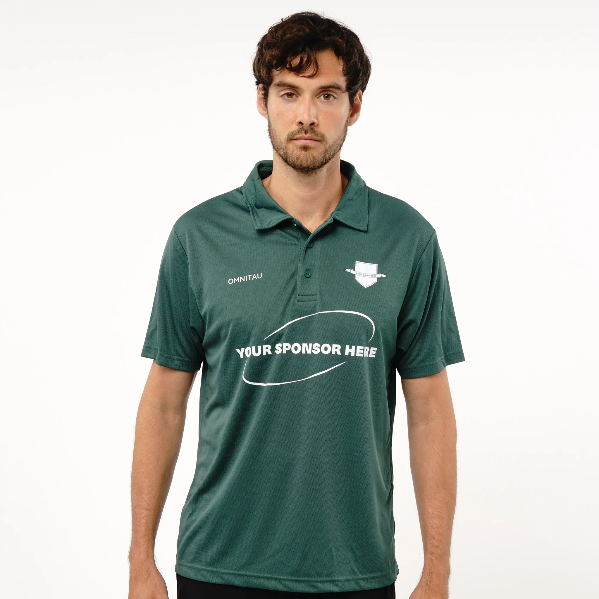 Omnitau Men's Core Football Polo Neck Shirt - Bottle Green