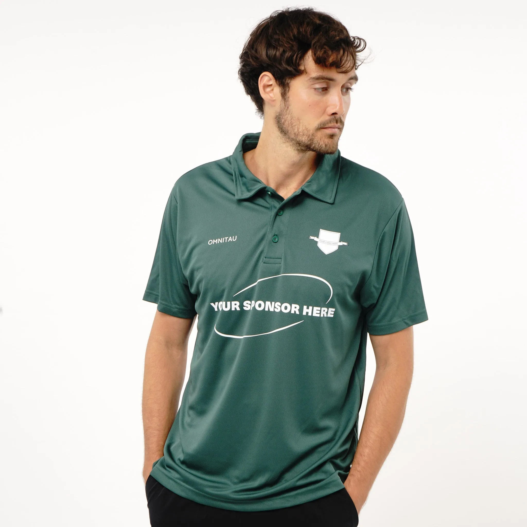 Omnitau Men's Core Football Polo Neck Shirt - Bottle Green