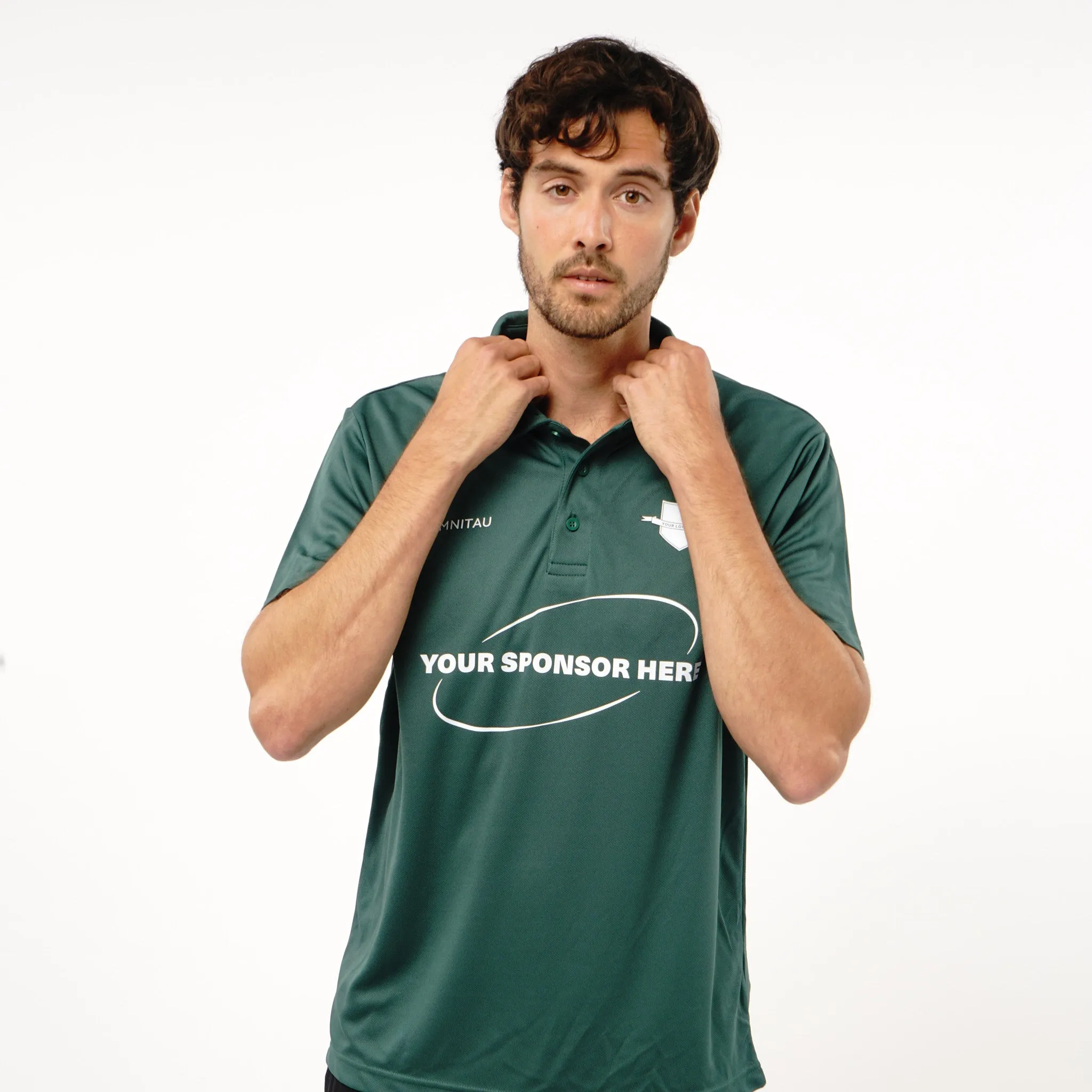 Omnitau Men's Core Football Polo Neck Shirt - Bottle Green