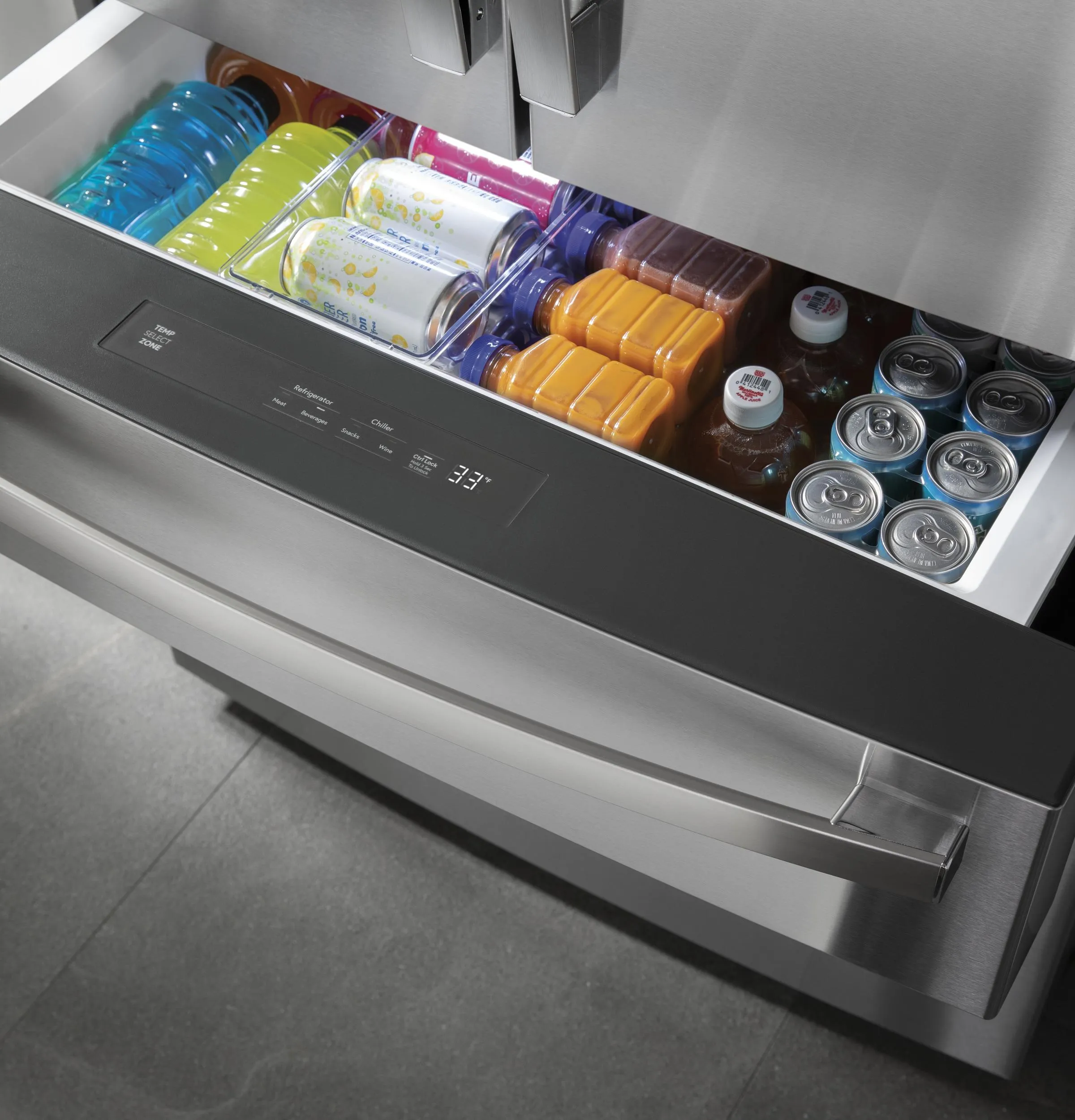 PVD28BYNFS GE Profile™ ENERGY STAR® 27.9 Cu. Ft. Smart Fingerprint Resistant 4-Door French-Door Refrigerator with Door In Door