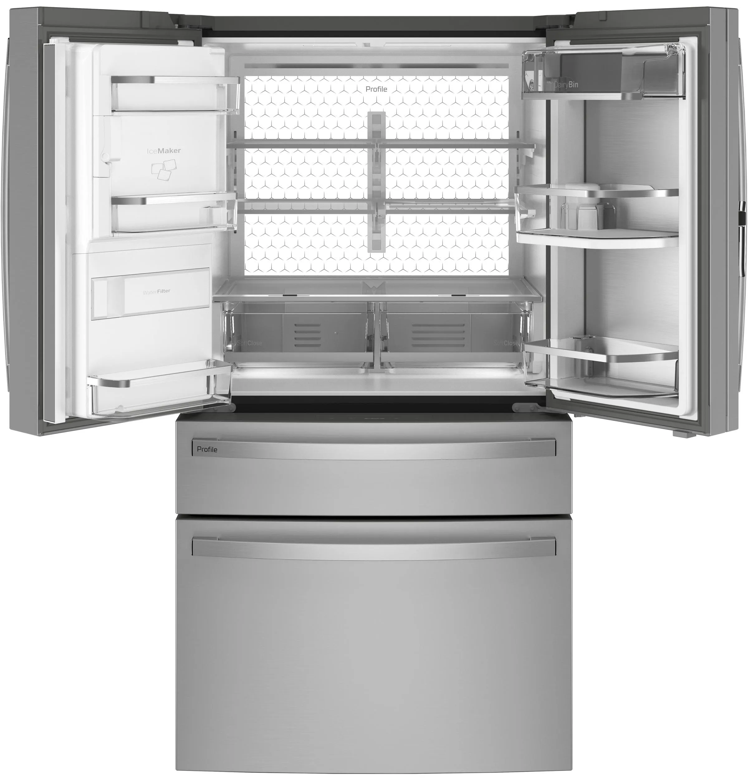 PVD28BYNFS GE Profile™ ENERGY STAR® 27.9 Cu. Ft. Smart Fingerprint Resistant 4-Door French-Door Refrigerator with Door In Door