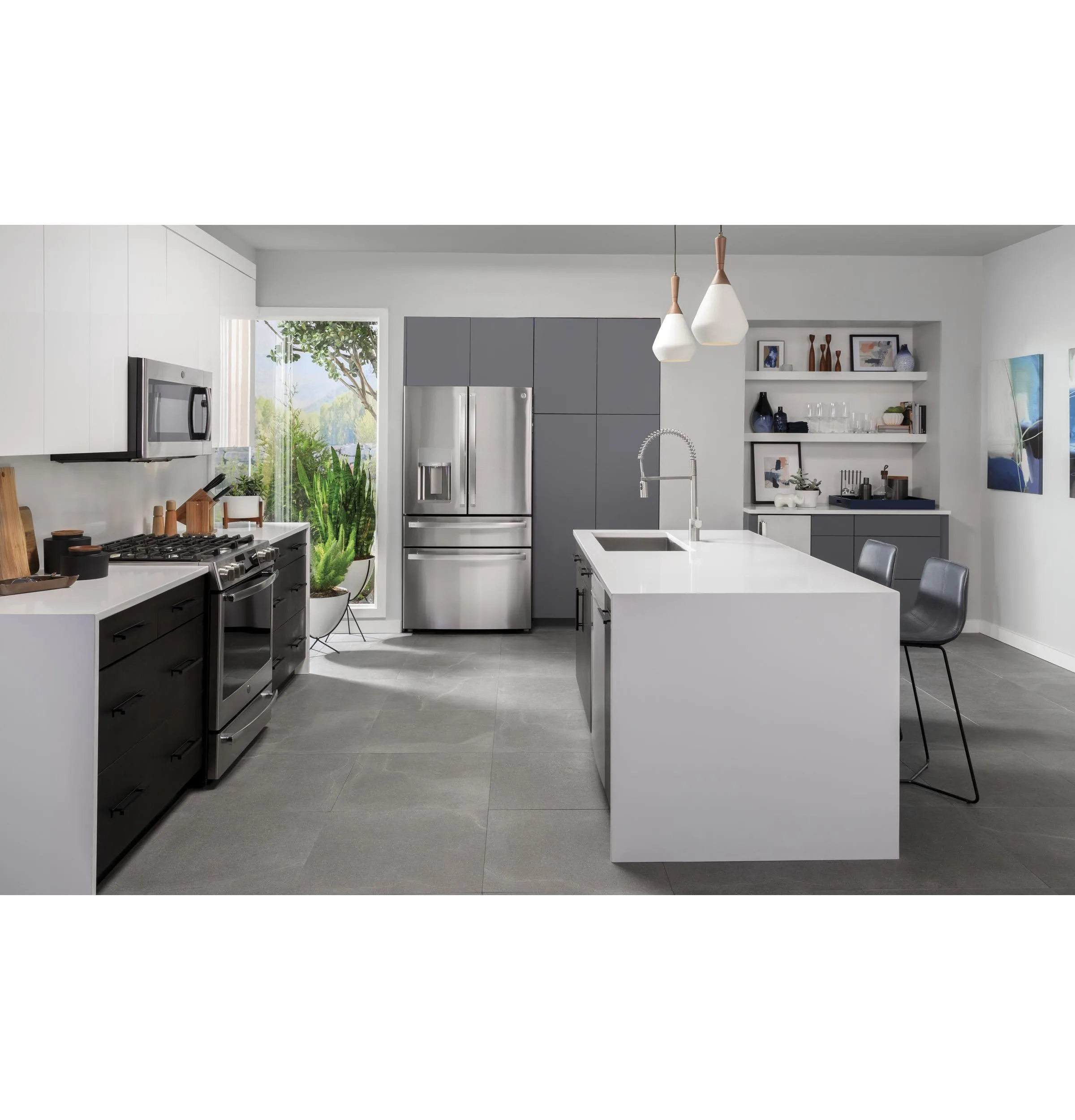 PVD28BYNFS GE Profile™ ENERGY STAR® 27.9 Cu. Ft. Smart Fingerprint Resistant 4-Door French-Door Refrigerator with Door In Door